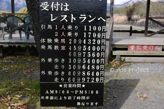 乗馬のメニュー