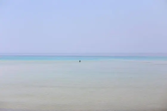 遠浅で安全です。