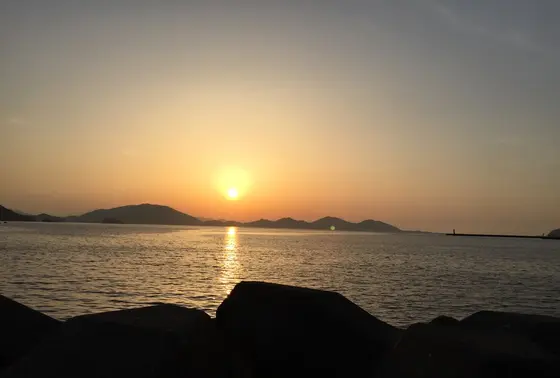 人魚の浜駐車場からの夕日