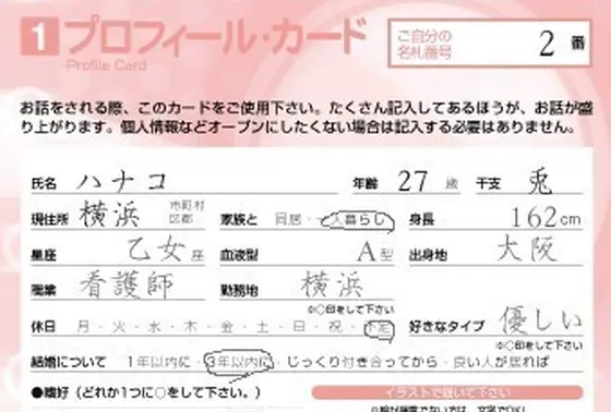 プロフィールカード