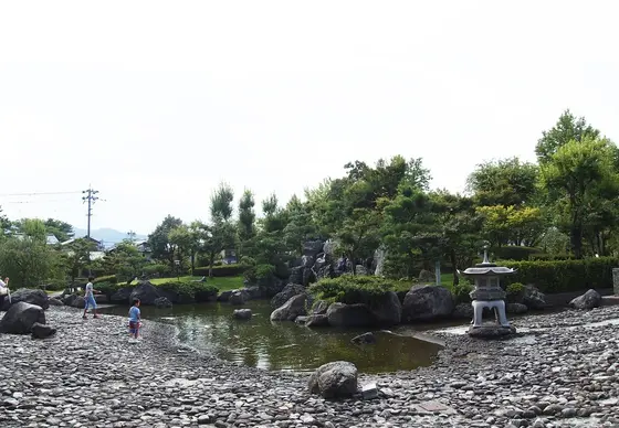 入口横の池
