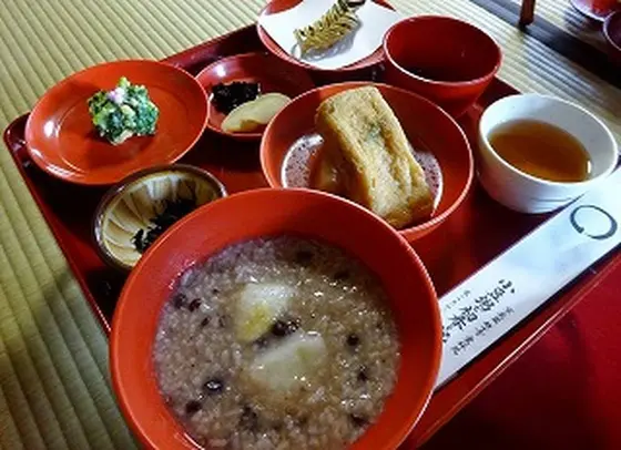 小豆粥と精進料理