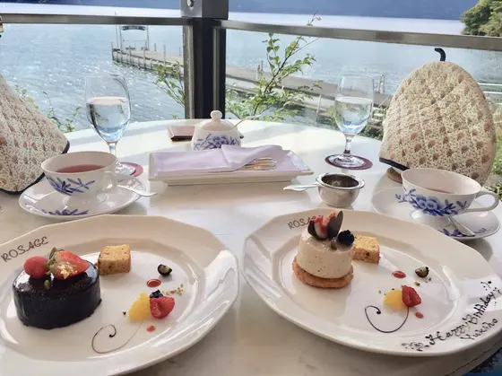 チョコレートケーキとイチジクのムースケーキ