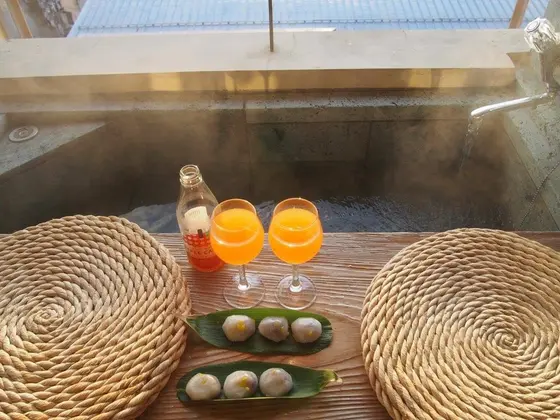ベランダには足湯が♡