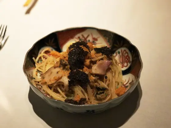ウニとアワビのパスタ