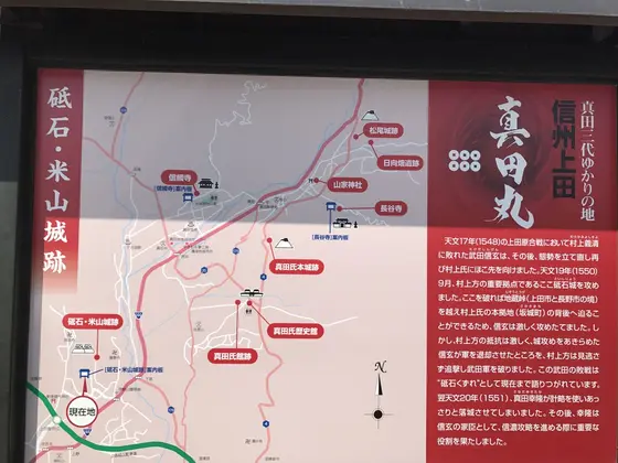 砥石、米山城の案内板