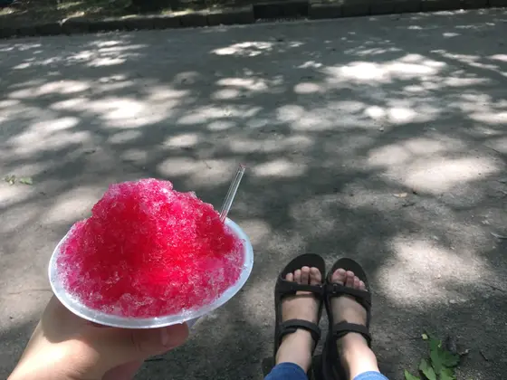 かき氷を食べて一息♪