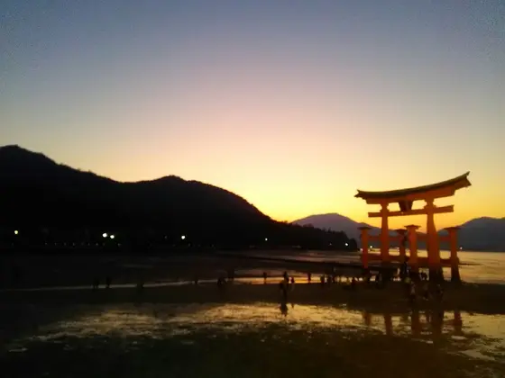 夕刻の大鳥居も見逃すな
