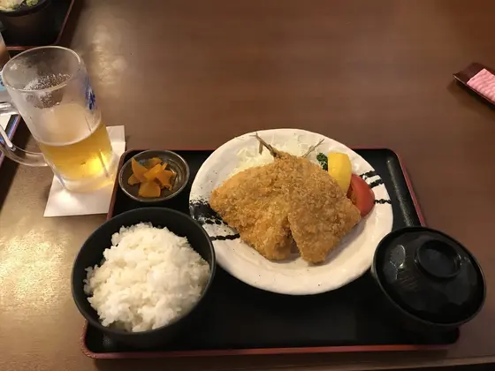 アジフライとご飯セット♪