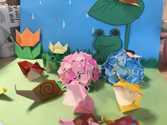 テーマ 梅雨🐸立体折り紙
