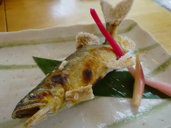 ネコになっちゃう鮎の塩焼き