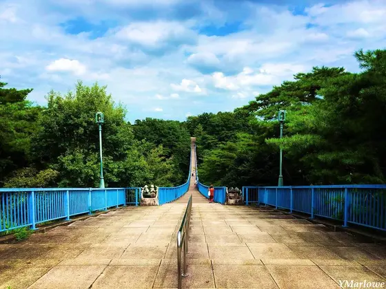 反対側まで続く長い橋