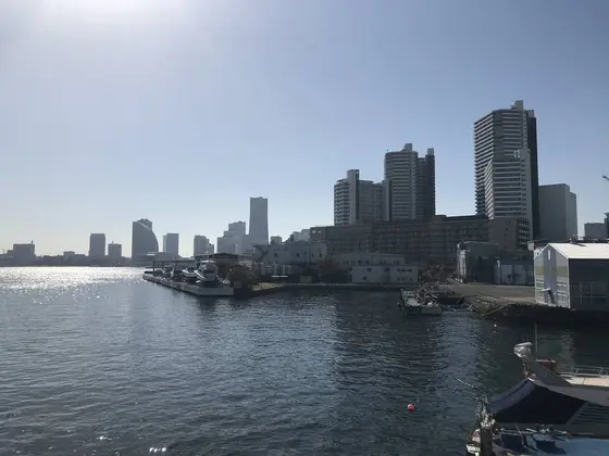奥に見えるはみなとみらい