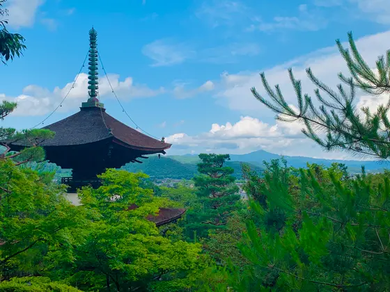 多宝塔 と 嵯峨の景色