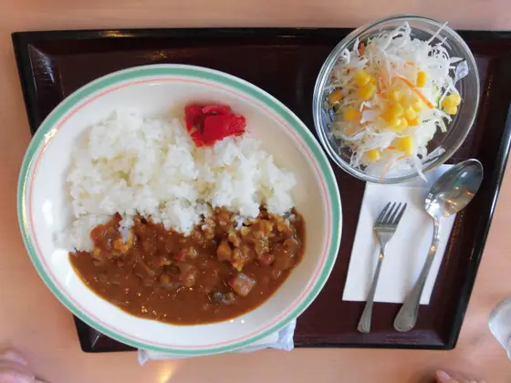 サラダ付きカレーライス
