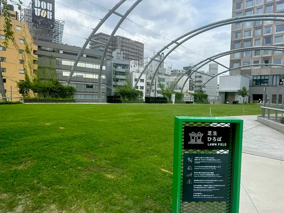 「芝生ひろば」で寝転べます