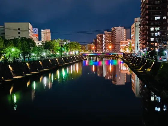 甲突川の夜景（西田橋からの眺め）