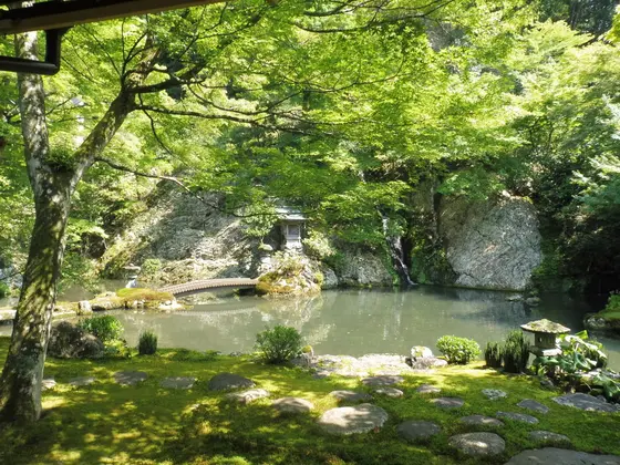 池を囲む庭園