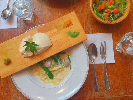 九条ネギと豆腐のパスタ