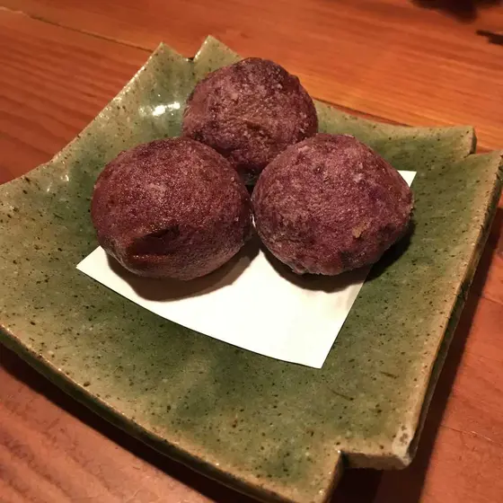 ⚫︎ 紅芋のニラ詰め揚げまんじゅう