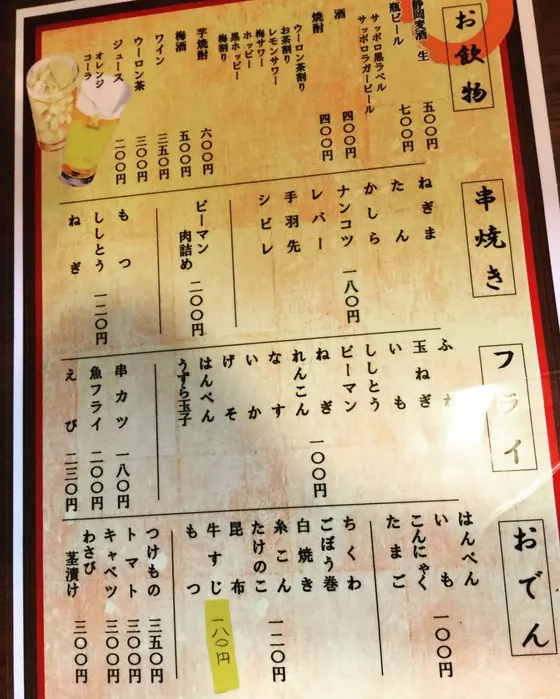 メニュー全てです。
