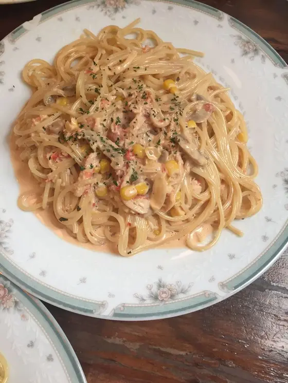 蟹クリームパスタ