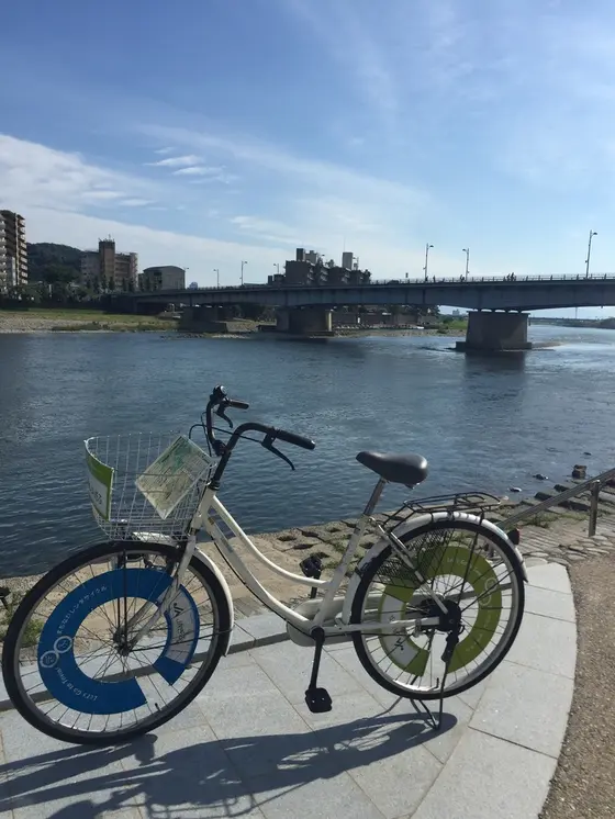 長良橋とレンタサイクル