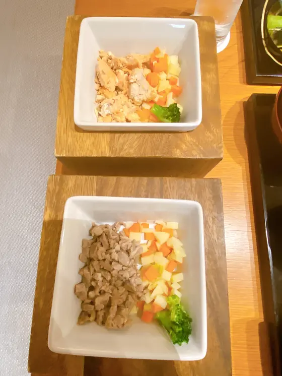 上 ﾏｽのムニエル 下 子羊のロースト