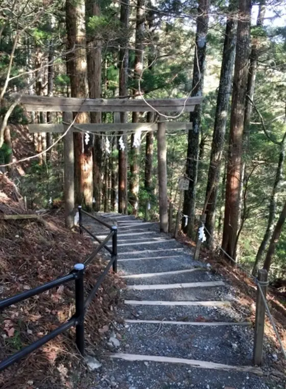 駐車場から神社まで２０分ハイキング。