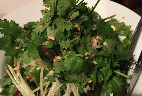 パクチーのサラダ、パクチーのナムル、パクチーのジェノベーゼ