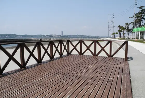 海岸に謎のデッキ