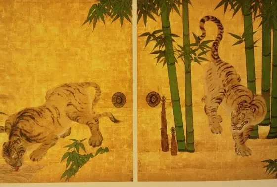小方丈、水飲み虎の障壁画