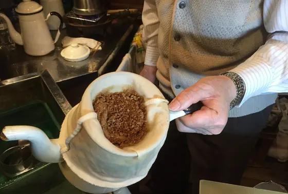 抽出後のコーヒー豆