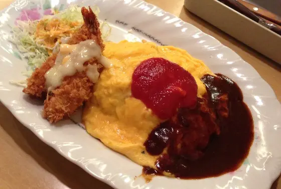 オムライス＆海老フライ