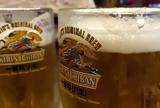 温泉でビール