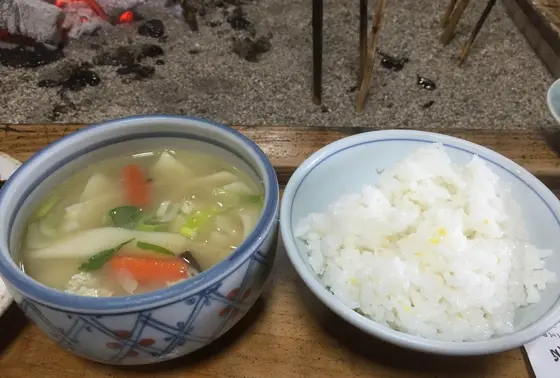 だんご汁ととうきびご飯