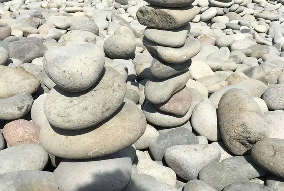 ハート形の石を探す…