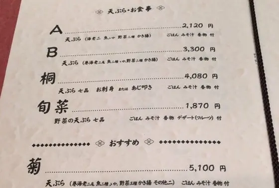 ☆天ぷらのセットメニュー☆