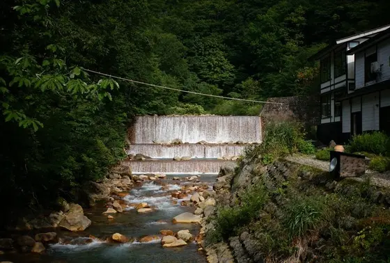 宿のそばを流れる先達川