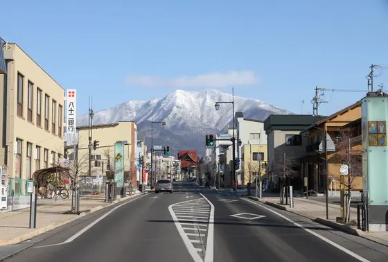 南照寺越しの高社山