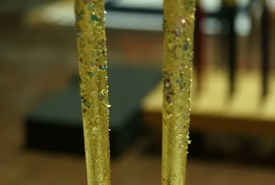 金箔を巻きつけたところ