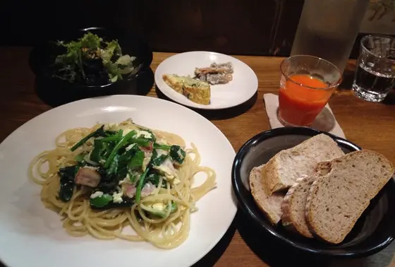 ほうれんそうたまごのパスタ