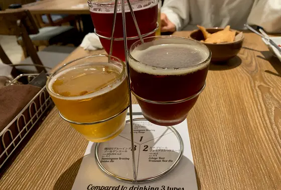 三種クラフトビール飲み比べ