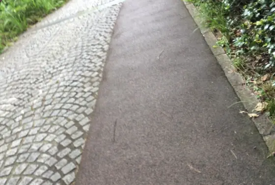 緑地内の道はしっかりとベビーカー用になっている。