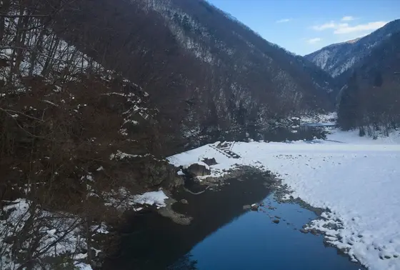水面が凍っています！