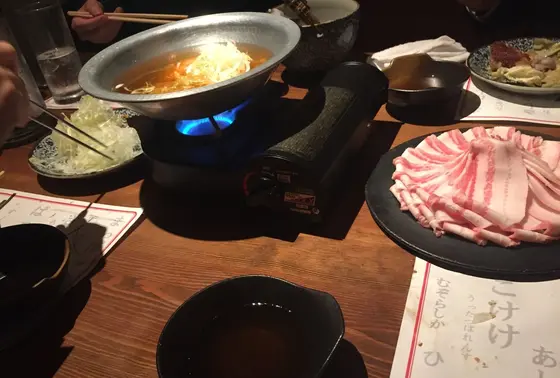 白ネギを巻いてしゃぶしゃぶ