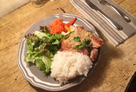 チキンソテーとキャベツのロースト