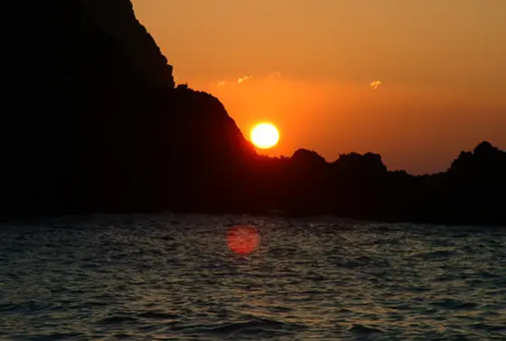 大浦海水浴場の夕焼け