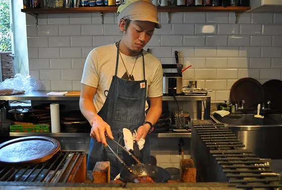 目の前で焼いてくれるチョリソが絶品！