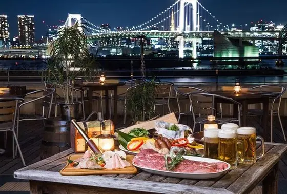 お台場の夜景を眺めながらのビアガーデン🍺